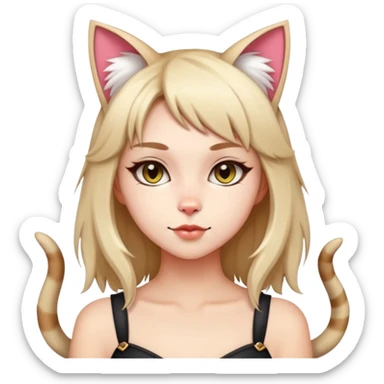 stylish cat girl with cat ears and tail sticker