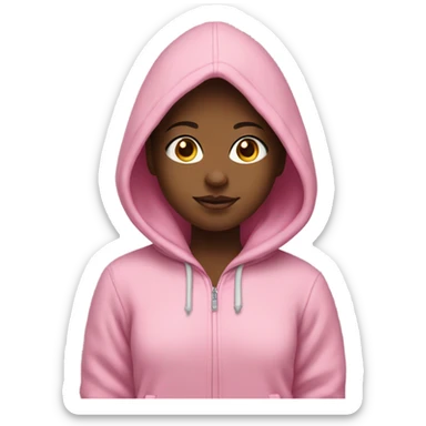 A girl wearing a pink palm puff hoddie sticker