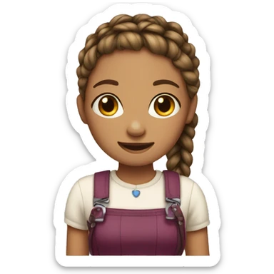 A Carmel skinned girl with braids and braces sticker