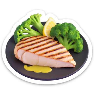single keto meal: grilled chicken breast with broccoli and olive oil sticker