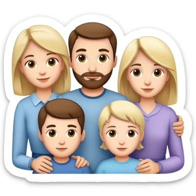 family with mother, father, brother and sister sticker