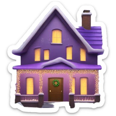 House with purple Christmas lights sticker