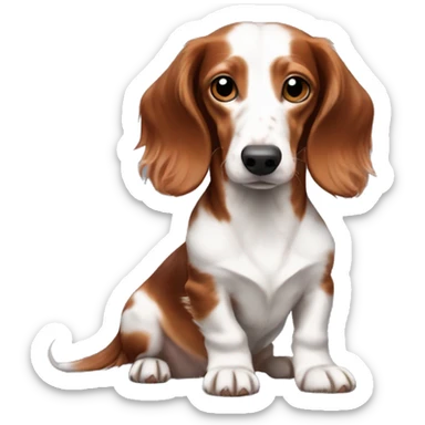 Long haired red piebald dachshund sticker