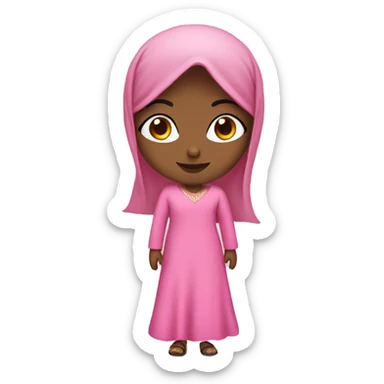 Muslim girl in a pink dress sticker
