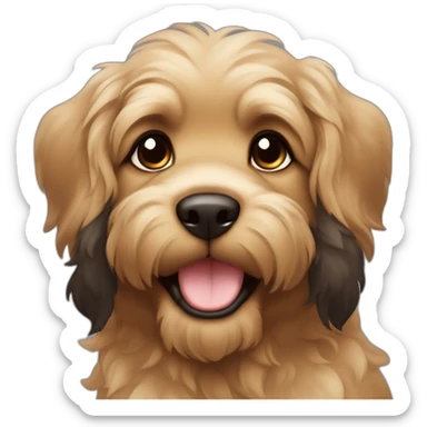 bouvier fawn brown and black puppy face very long hair smiling dark short ears sticker