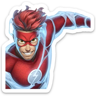 smiling boy with mask sticker