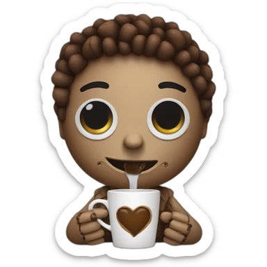 voodoo doll drinking coffee sticker