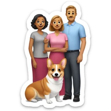 Corgi with man and woman family  sticker
