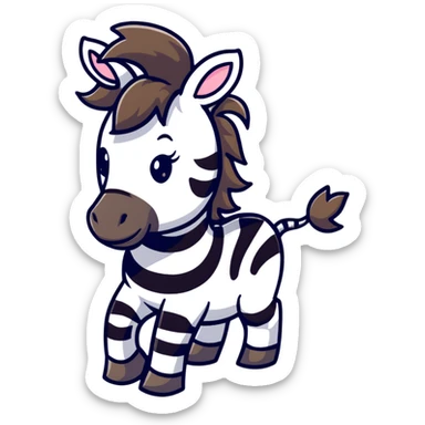 cartoon zebra head with mane sticker