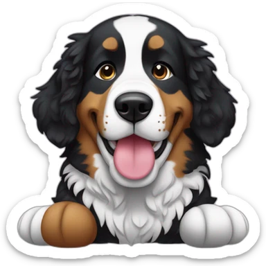 Berner sennen dog holding a plushie in his mouth sticker