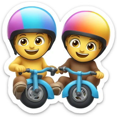 Twin babies riding bike sticker