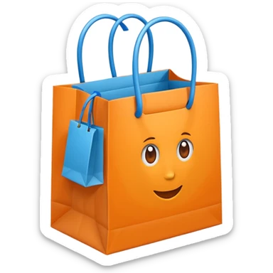 orange gift bag with thick blue handles sticker