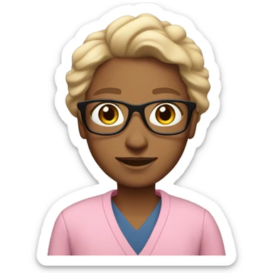 Teacher tan skin with pink sweater  sticker