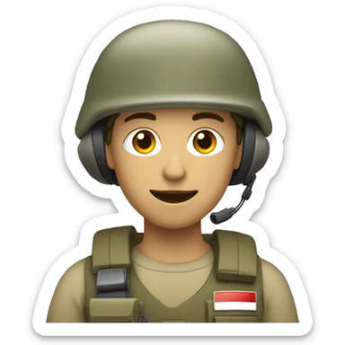 operator dressed in khaki color with a milatary helmet, without glasses, preferably male sticker