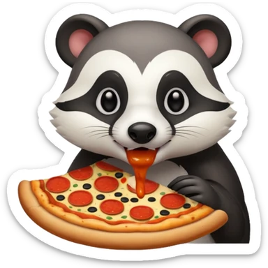 badger eating pizza  sticker