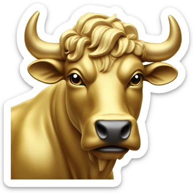 golden raging wall street bull portrait sticker