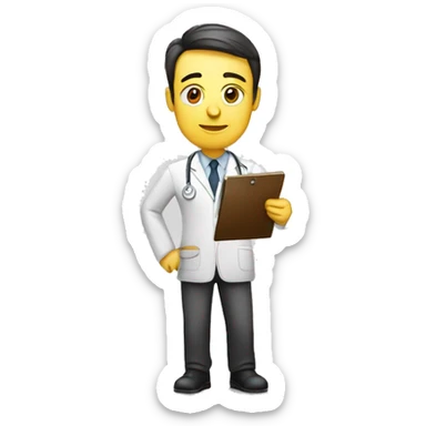 Therapist holding clipboard, крупный план, цвет кожи белый sticker