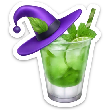 Mojito with purple witch hat sticker