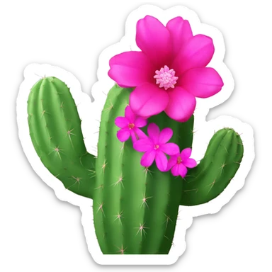 Cactus with hot pink flower sticker