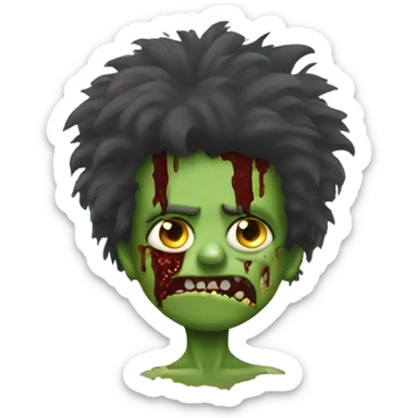 boy zombie big hair ate the shoulder sticker