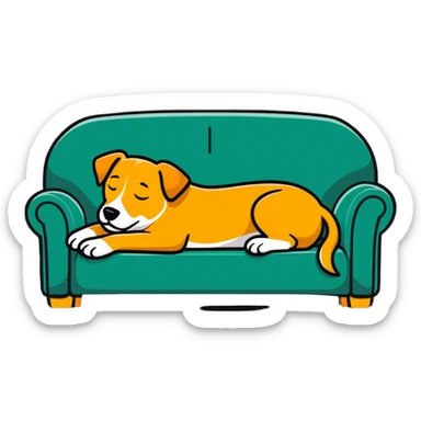Dog sleeping on sofa sticker