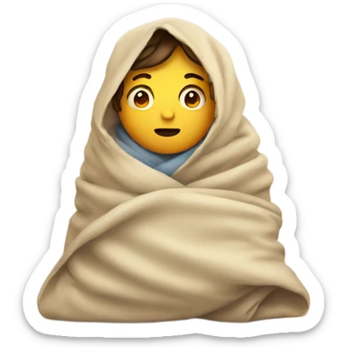 Person wrapped up in blankets like a burrito sticker