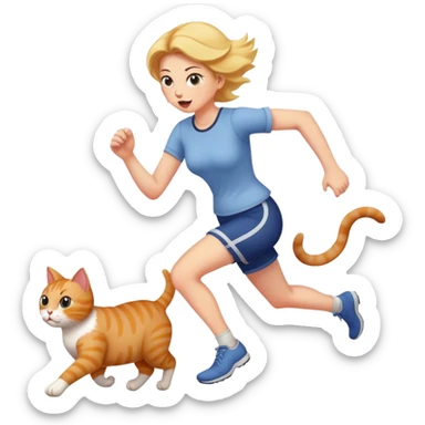 Woman stealing cat running sticker