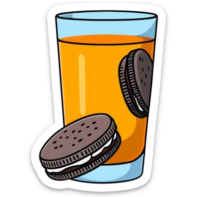 double stuffed Oreos with orange juice sticker