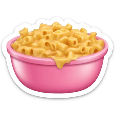 large pink bowl full of baked mac and cheese sticker