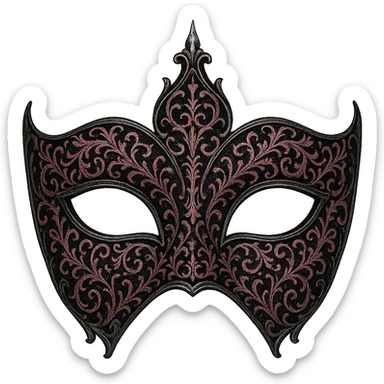gothic mask, pink lace and silver accents, no background sticker