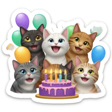 Happy birthday cats sticker