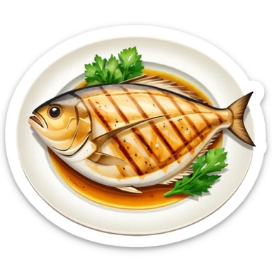 Plate of grilled yellowtail collar sticker
