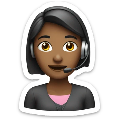 A young woman calling with a headset sticker