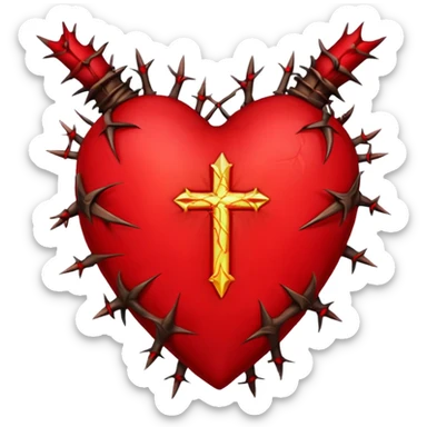 jesus' heart with thorns sticker