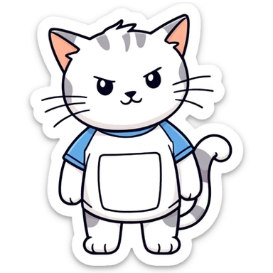 Cat wearing a T-shirt sticker