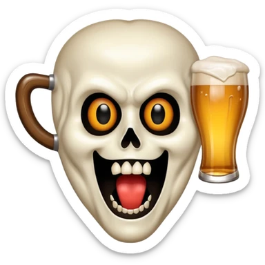 Halloween scream mask with beer sticker