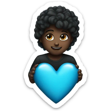 Baby blue heart whit black fire sticker