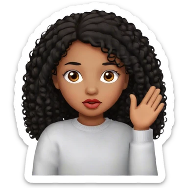 medium brown skin tone, very adorable toddler, with big plump lips, long long lashes, black curly long hair, brown eyes, white sweater sticker