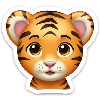 cute girl tiger cub with hair clip sticker