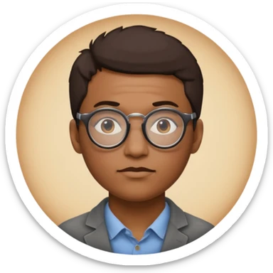 une personne de face avec des detail et des accessoirs/lunettes dans un rond  sticker