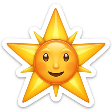 sun as a five-pointed star shape, yellow and orange sticker
