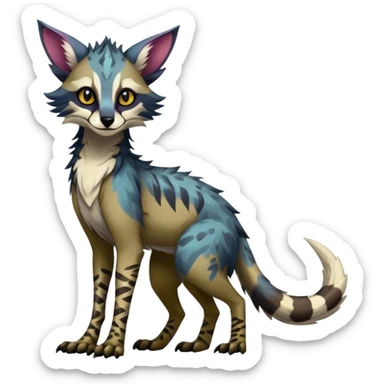 Feral Rare Fantasy dark colorful Vernid-Sergal-Genet-Trico-species by LiLaiRa, random markings, tufted ears, full body sticker