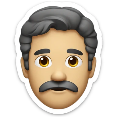 Men with a very small mustache just above his upper lip and a stern, intense expression. sticker