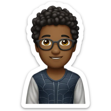 Ñiño con pelo negro y pijama de spiderman  sticker