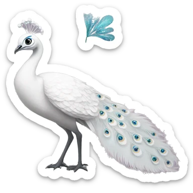White peacock with a bow sticker