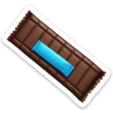 chocolate bar in blue foil sticker