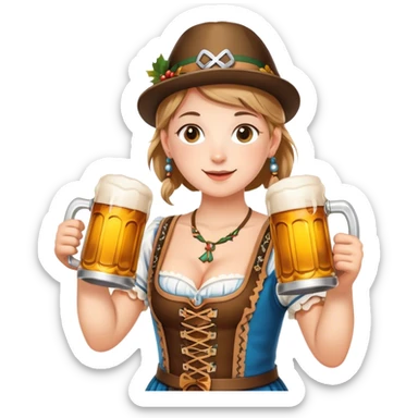 Cinematic Realistic Oktoberfest Pop Culture Emoji, depicting a vibrant celebration with beer, music, and traditional costumes rendered with dynamic textures and festive lighting. sticker