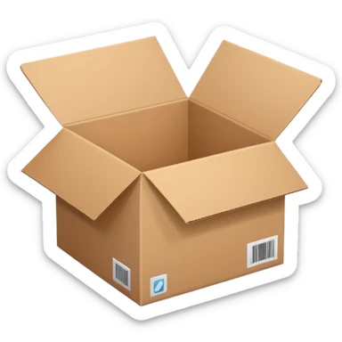 Generate a realistic emoji-style icon of the an open package which is empty and air is coming out of it. sticker