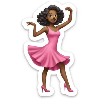 Woman dancing on high heels pink dress and pink shoes  sticker