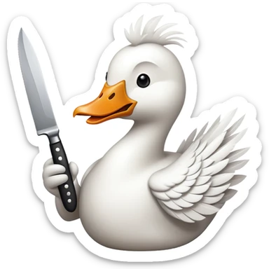 Goose with a knife in mouth sticker